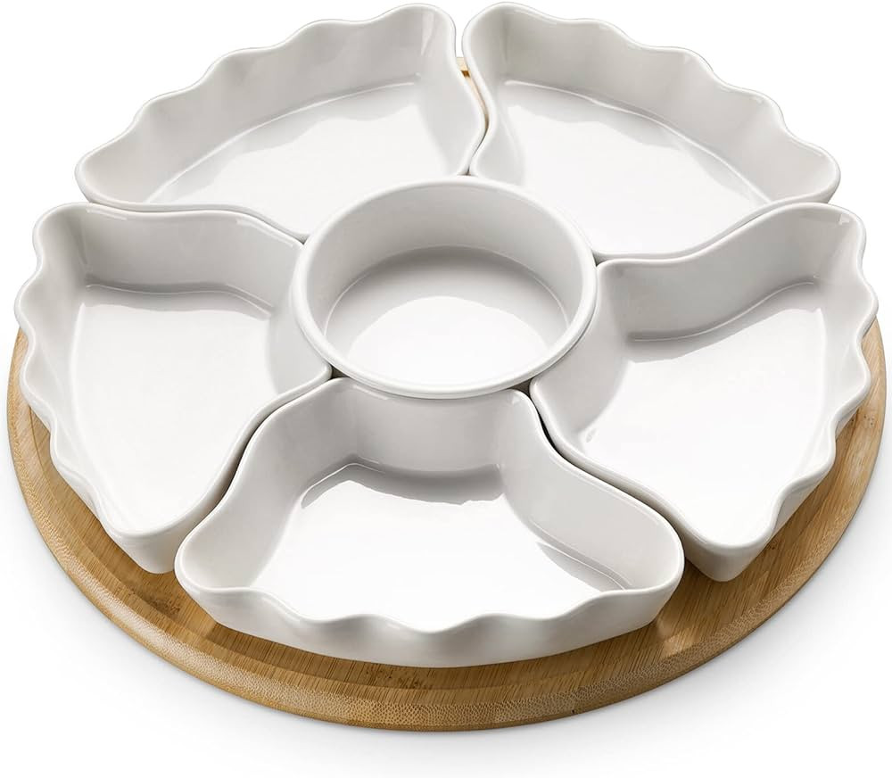 DOWAN 360° Rotatable Serving Tray and Platters, 12 Inch Divided Serving Bowls for Party, Christm... | Amazon (US)