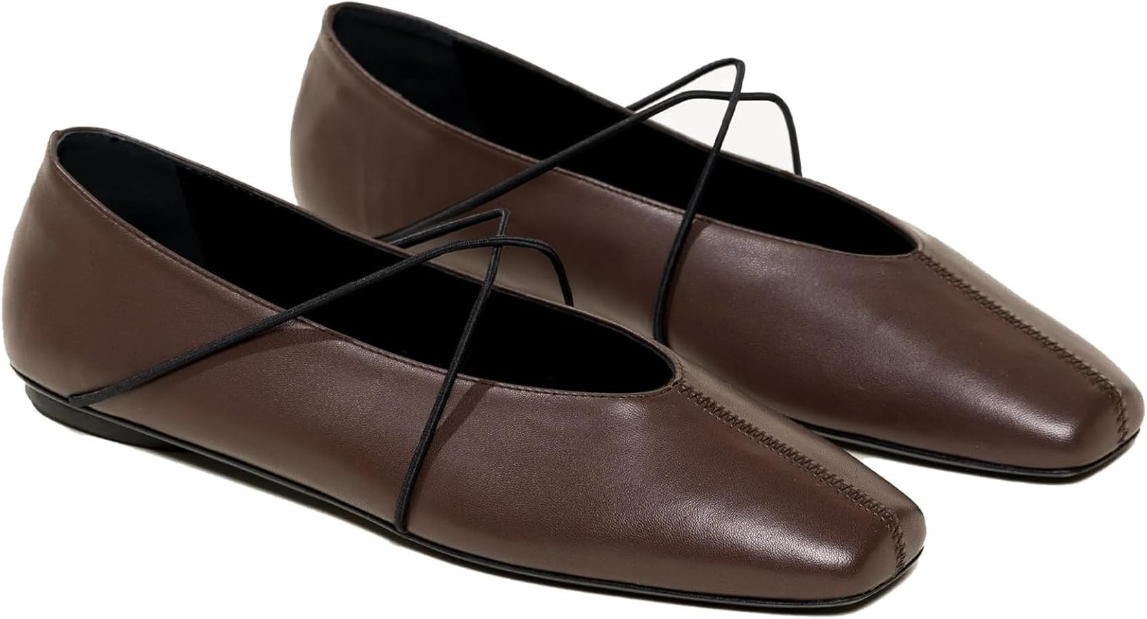 Criss Cross Strap Ballet Flats for Women Square Toe Mary Jane Flats Shoes Comfortable Slip On Bal... | Amazon (US)
