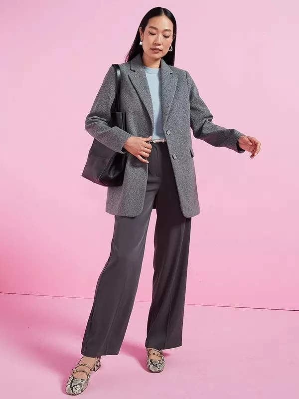 V by Very Faux Wool Blazer - Grey | Very (UK)
