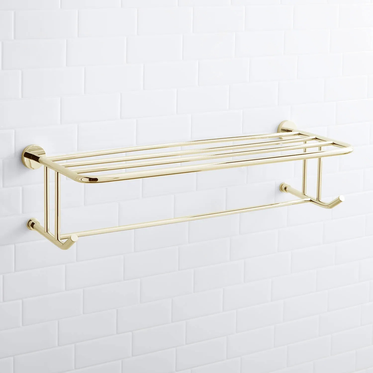 Ceeley Collection Wall-Mount Towel Rack with Shelf 296448 | Wayfair North America