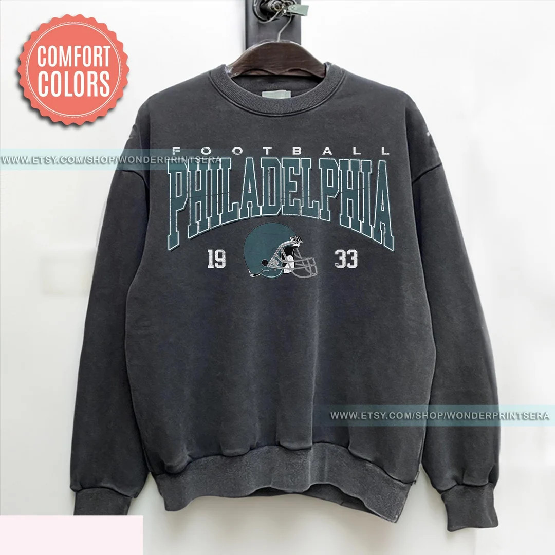 Philadelphia Football Vintage Style Comfort Colors Sweatshirt,philadelphia Football Tshirt,footba... | Etsy (US)
