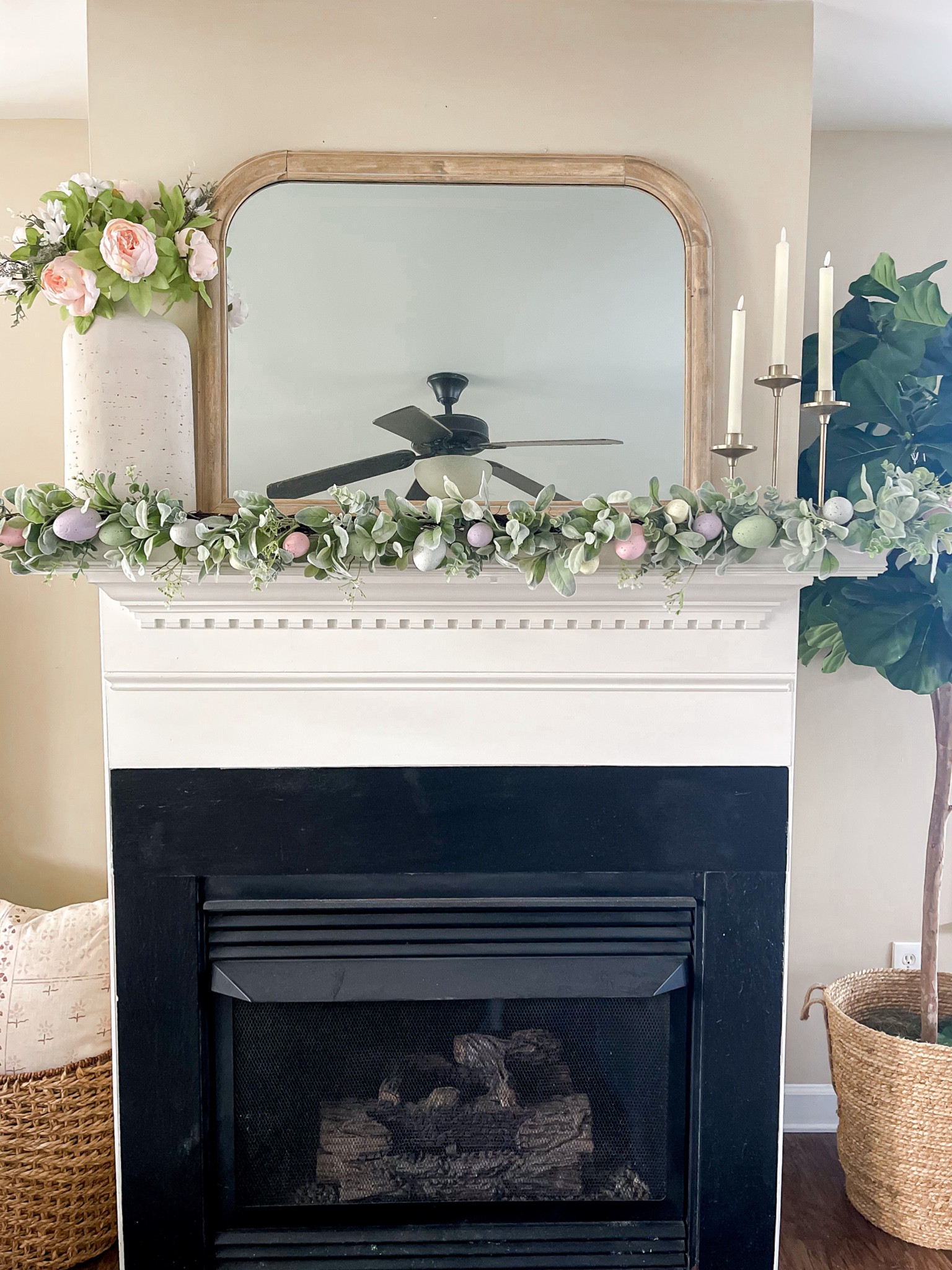 Spring mantle decor. Easter decor. Easter home decor. Easter mantle decorating. Easter garland  

#LTKSeasonal #LTKhome #LTKsalealert