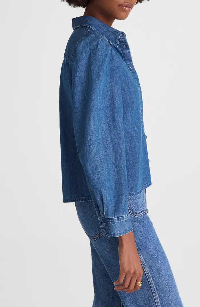 Puff Sleeve Denim Button-Up Shirt | Nordstrom