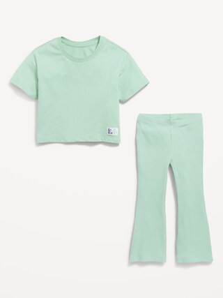 Oversized Short-Sleeve T-Shirt and Flare Leggings Set for Toddler Girls | Old Navy (US)