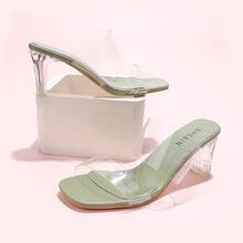 Clear Band Chunky Heeled Sandal Mules | SHEIN