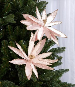 Merry and Bright Collection Large Pink Poinsettia Pick, Set of 2 | Dillard's
