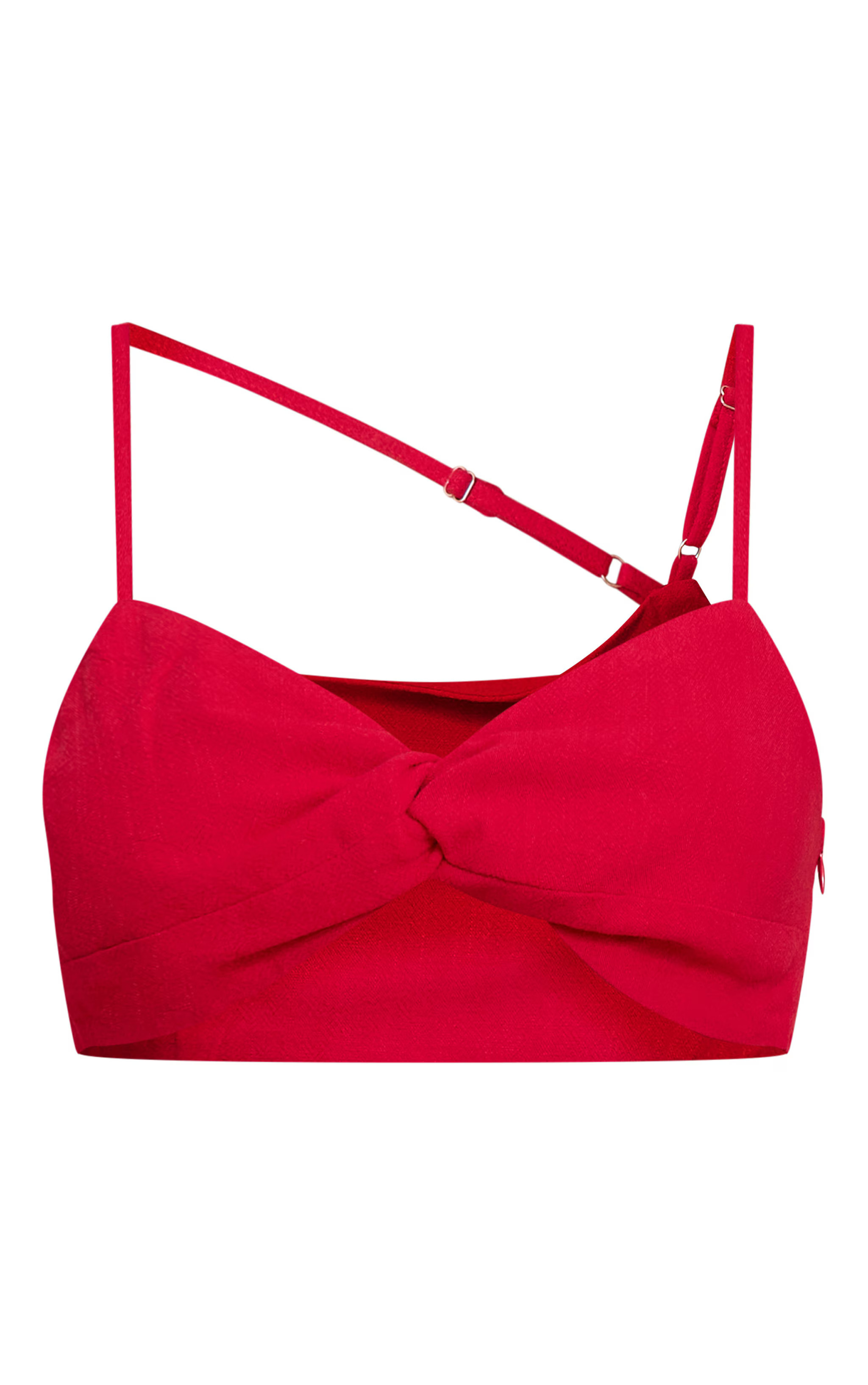 Tomato Red Twist Front Cropped Bralet | PrettyLittleThing US