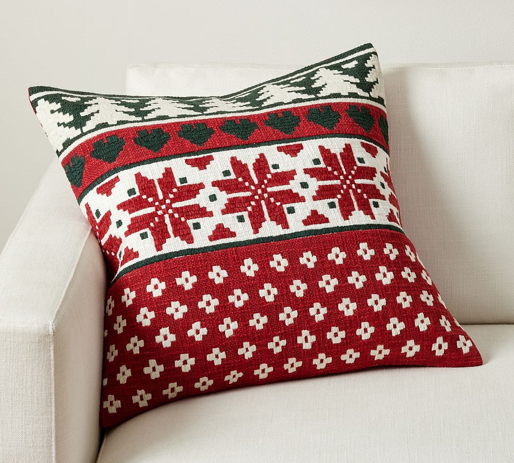 Kodiak Embroidered Fair Isle Sweater Pillow | Pottery Barn (US)