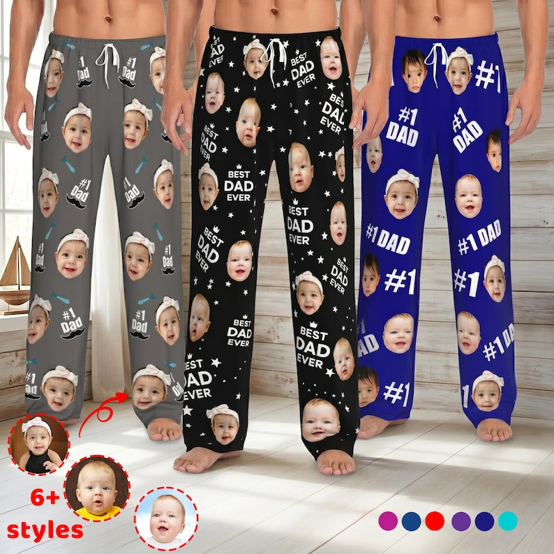 Custom Face Pajama Pants, Personalized Photo Pjs, Fathe's Day Gifts for Him - Etsy | Etsy (Global)