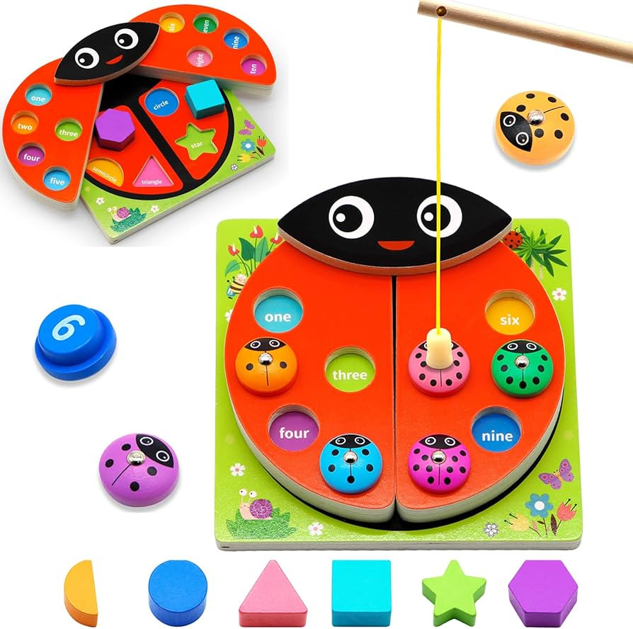 MOONTOY Wooden Ladybug Montessori Toys for 1 2 3 4 Year Old Boy Girl Learning Toys for Toddlers 1... | Amazon (US)