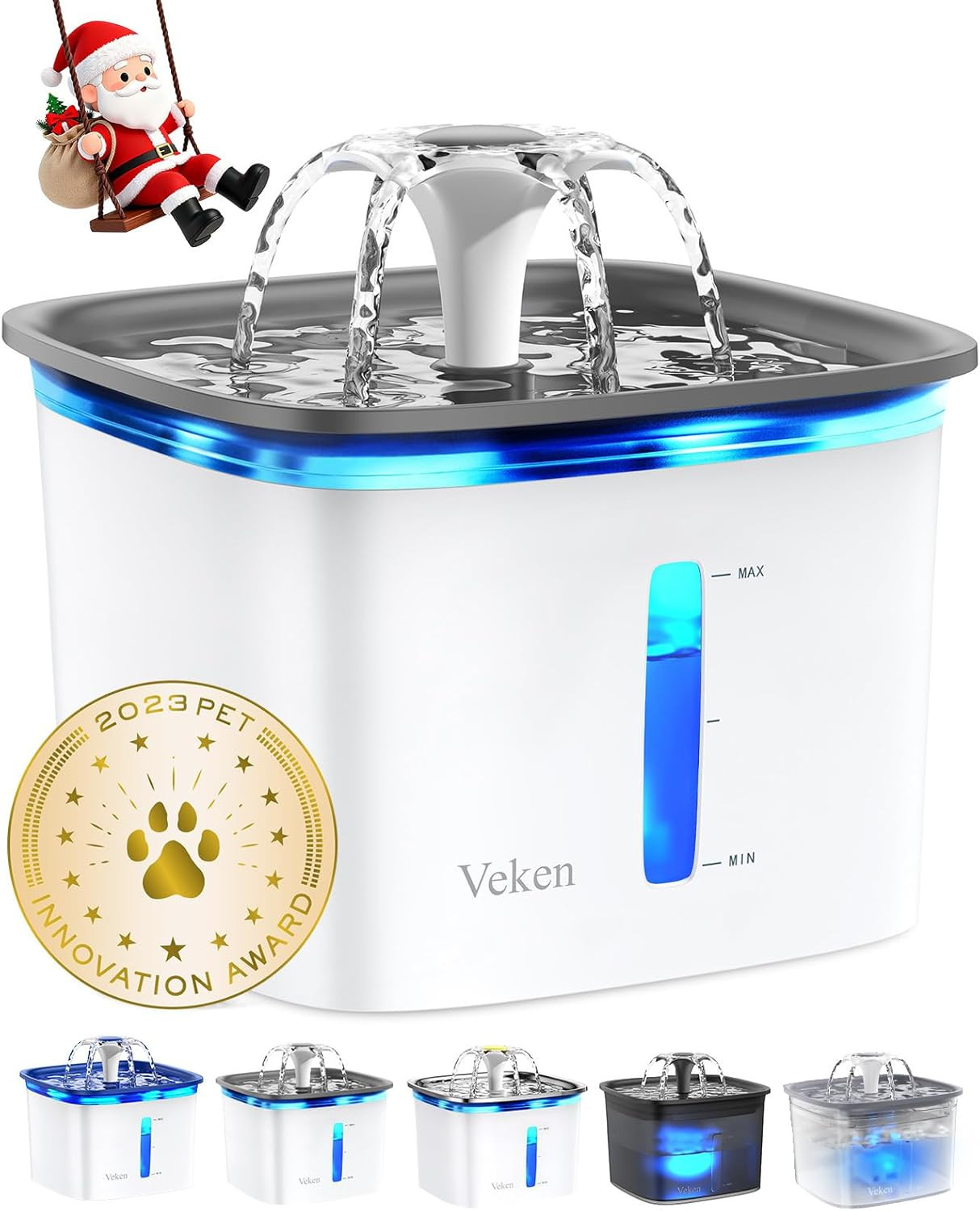 Veken Innovation Award Winner 95oz/2.8L Pet Fountain, Automatic Cat Water Fountain Dog Water Disp... | Amazon (US)