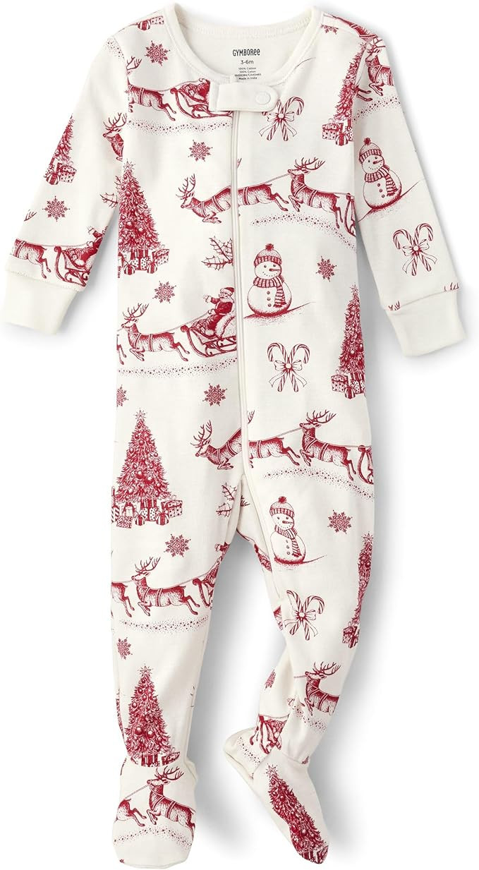 Gymboree Unisex Baby and Newborn Long Sleeve 100% Cotton Zip-Front One Piece Footed Pajamas | Amazon (US)