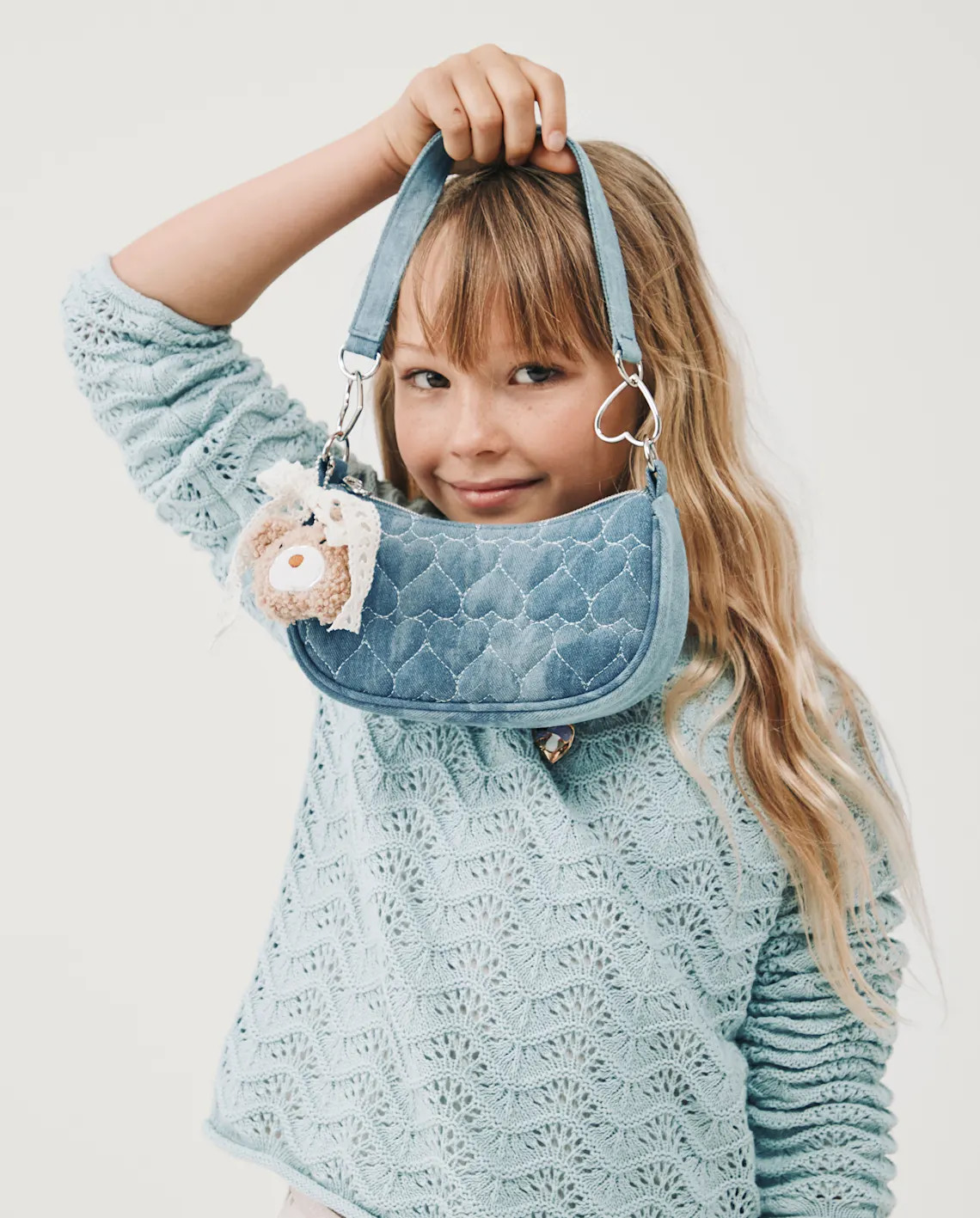 Girls Quilted Heart Denim Shoulder Bag - denim | The Children's Place