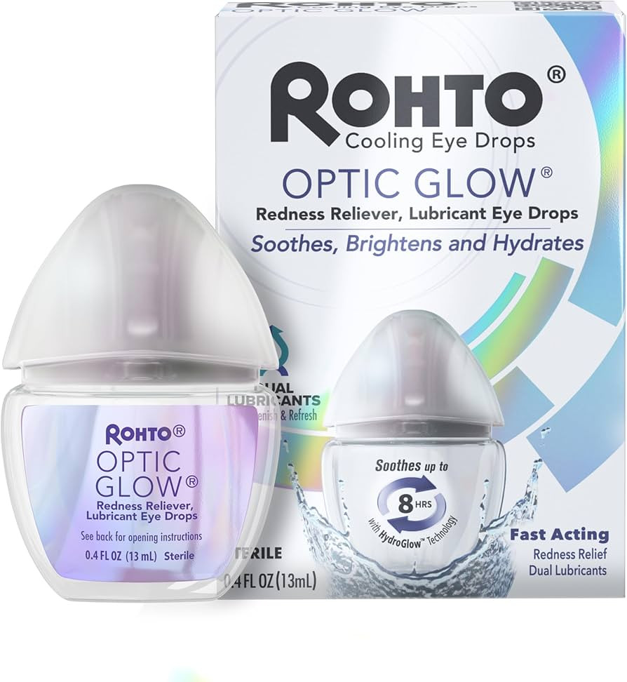 Rohto Optic Glow Redness Reliever, Whitening, Lubricant Eye Drops, 0.4 fl oz Bottle | Amazon (US)