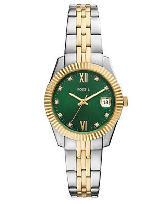 Fossil Women's Scarlette Three-Hand Date Two-Tone Stainless Steel Watch, 32mm - Macy's | Macy's