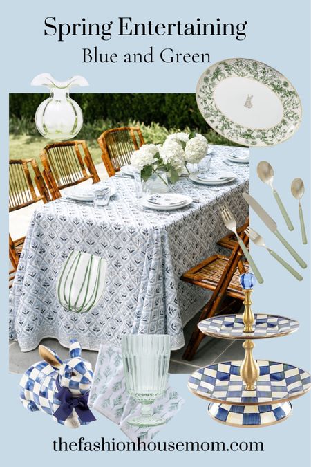 Spring entertaining, Easter dining set, dinner parties. Love this blue and green color palette for festive spring parties. 


#LTKparties #LTKhome #LTKSpringSale