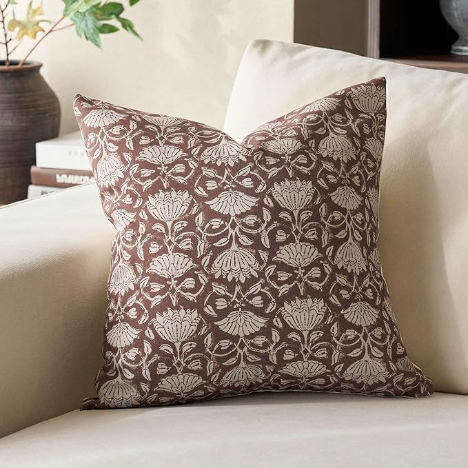 DOMVITUS Floral Pillow Covers 18x18 Decorative Throw Pillow Covers Floral Block Print Farmhouse V... | Amazon (US)