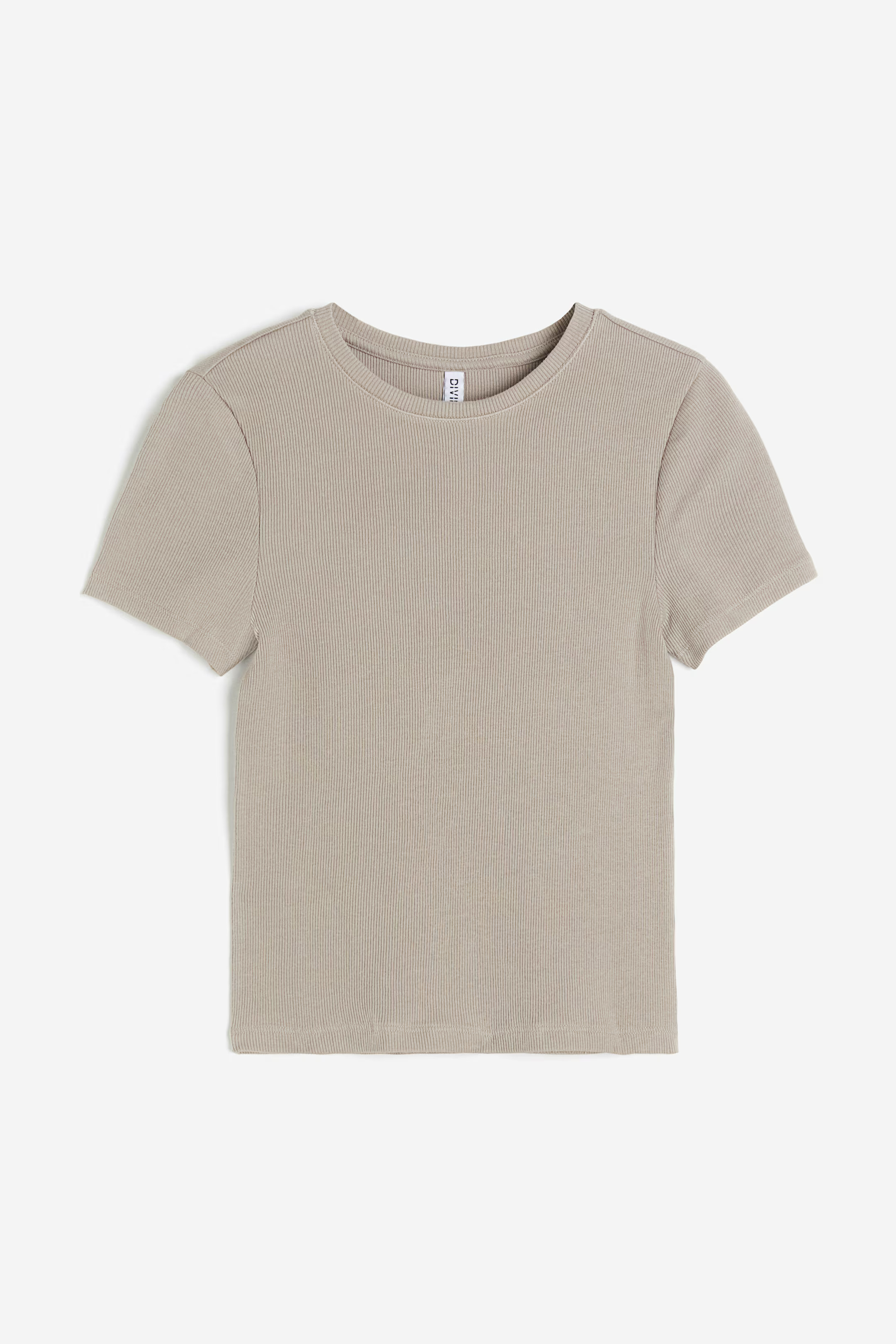 Fitted T-shirt - Light greige - Ladies | H&M GB | H&M (UK, MY, IN, SG, PH, TW, HK)