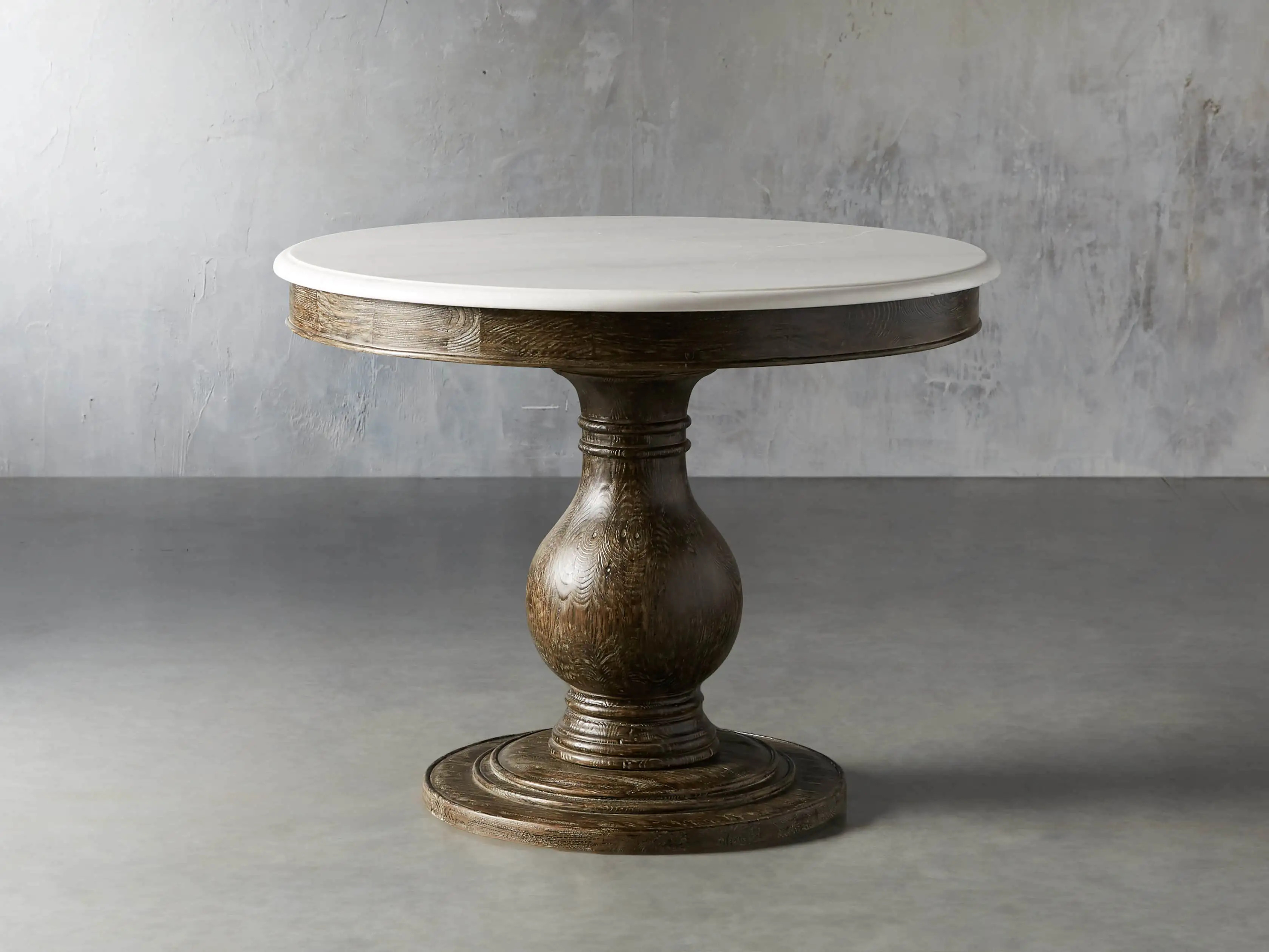 Luca 54"" Round Dining Table with White Marble Top in Earl Black | Arhaus