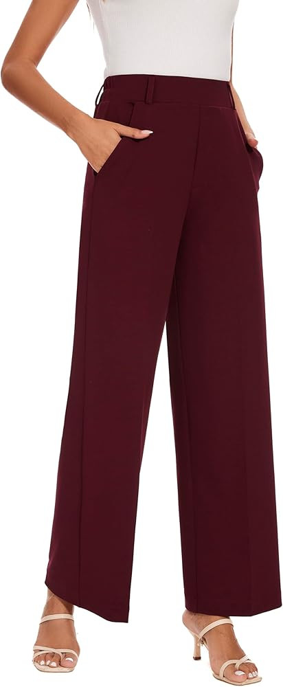 Wide Leg Dress Pants High Waisted Trousers Business Casual Work Pants with Pockets Women's Slacks... | Amazon (US)