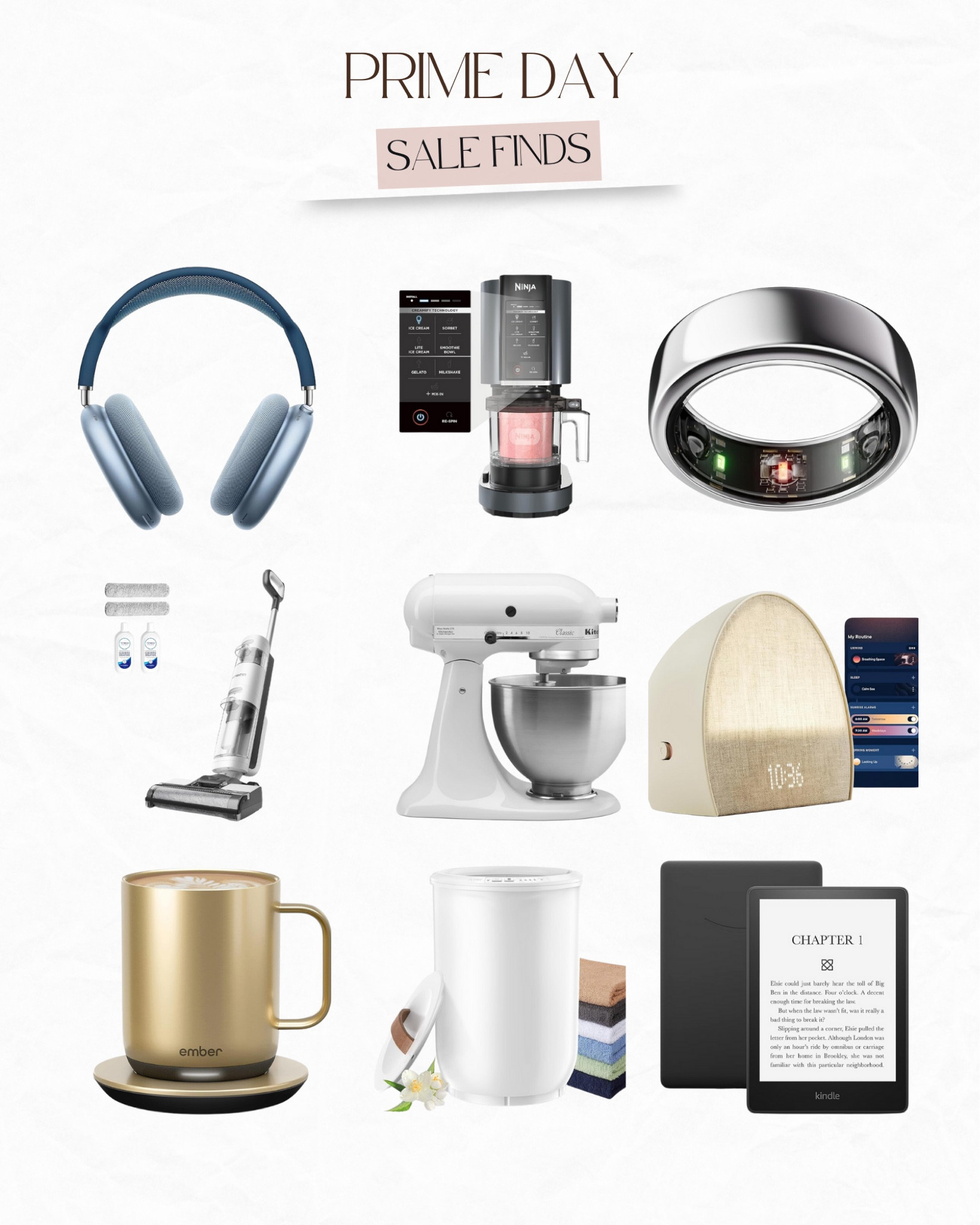 Prime day. Big deal days. Electronics. Apple. Headphones. Ice cream maker. Oura. Tineco. Kitchen aid. Sound machine. Ember mug. Towel warmer. Kindle  

#LTKSeasonal #LTKSaleAlert #LTKxPrimeDay