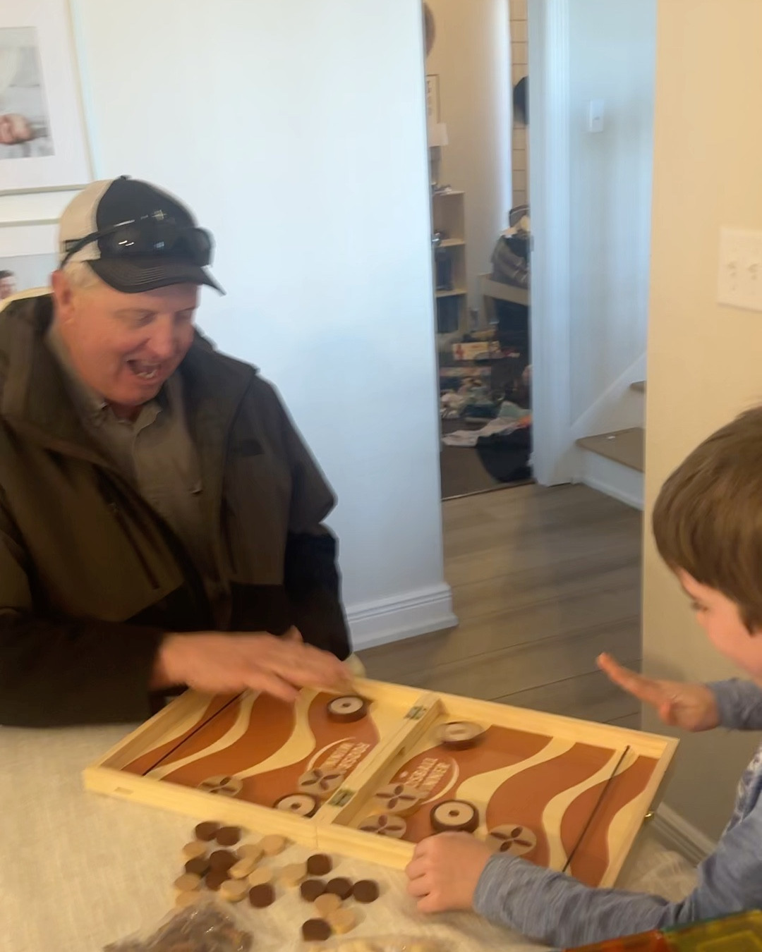 Games we love to play as a family! We especially love this for in one wooden game board. You can play sling pack, Dominos, chess and tic-tac-toe. Great gift idea for kids! 