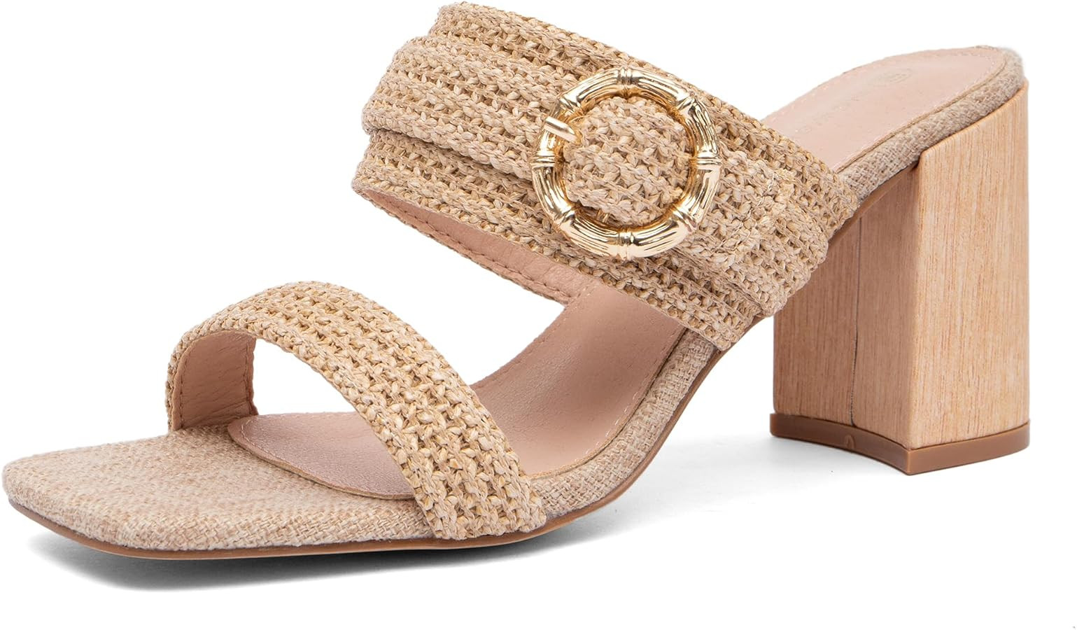 NEWBELLA Women's Braided High Heel Sandals - Slip-On Summer Shoes with Block Heel, Dopamine Style... | Amazon (US)