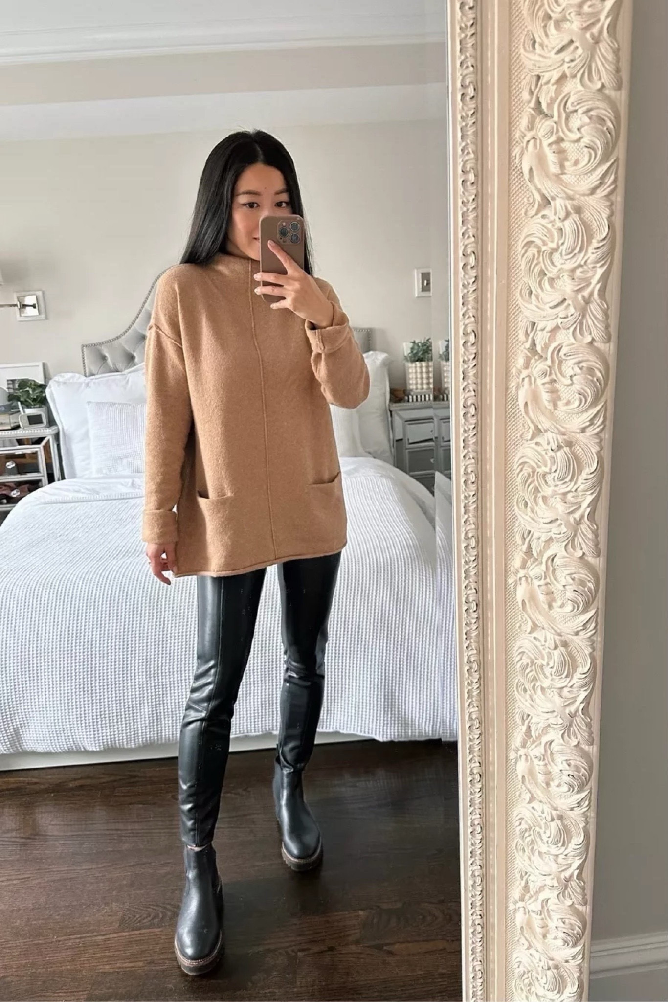 cozy winter outfit // petite friendly pocket tunic + leather leggings 

•Caslon tunic xs - on sale, up to 40% off
•Topshop leggings 0P - so comfortable with a soft lining and not thin!
•Miller Chelsea boots sz 5 - current version & similar pair linked 

#LTKSeasonal #LTKsalealert #LTKunder100