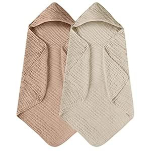 Yoofoss Hooded Baby Towels for Newborn 2 Pack 100% Muslin Cotton Baby Bath Towel with Hood for Ba... | Amazon (US)