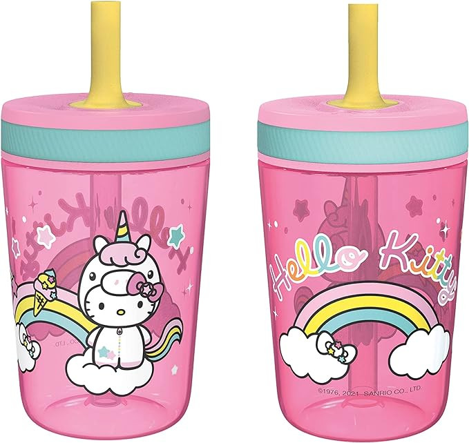 Zak Designs 15oz Hello Kitty Kelso Tumbler Set, BPA-Free Leak-Proof Screw-On Lid with Straw Made ... | Amazon (US)