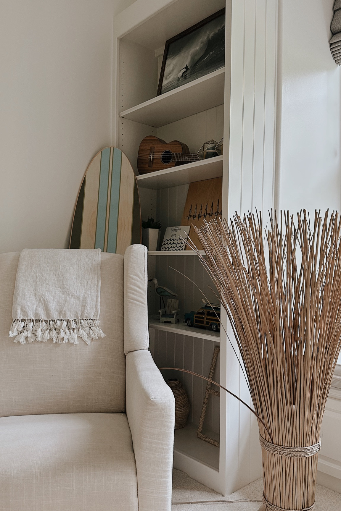 Britton’s surf inspired decor for his built ins in his room - also linked our rocker + lamp!!

#LTKkids #LTKhome #LTKfindsunder50