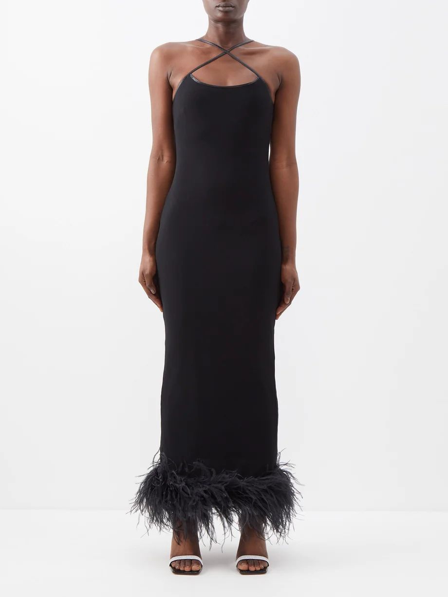 Arya leather-strap ostrich-feather dress | 16Arlington | Matches (US)