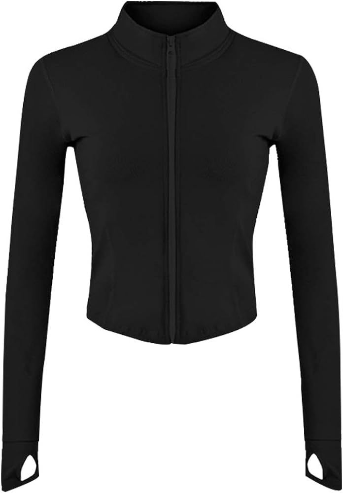 Gihuo Women's Athletic Full Zip Lightweight Workout Jacket with Thumb Holes | Amazon (US)