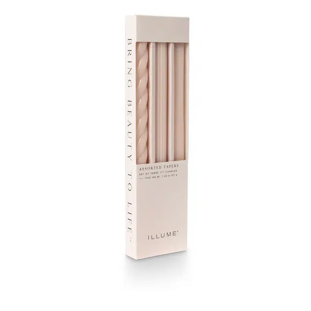 ILLUME Beautifully Done Unscented Assorted Candle Tapers 3-Pack | Birch Lane