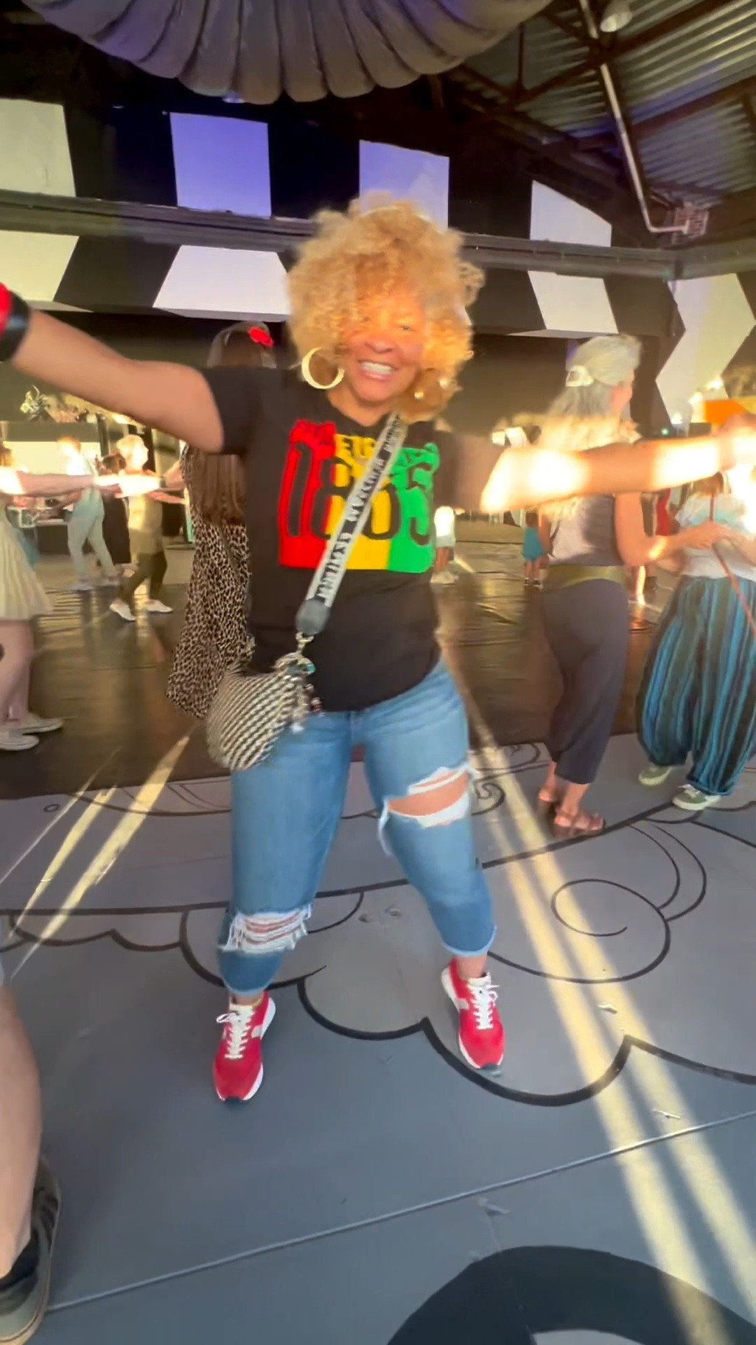 Freedom Day spent dancing with my daughter @monae_whitehead 💃🏽✨ Laughter, joy, and all forms of expression filled the air! It truly was a day well spent! 🫶 Watch us do the hustle and see the difference between our reality vs how we thought we looked 😄 Huge thank you to @natashadiggs and family for always bringing light, life, and fabulous fashion to the dance floor. 

Here’s to dancing like no one’s watching! 🌈❤️
Thanks for opening up with one of my favorite songs by Sister Sledge 🎶💃🙌🏼

#dance #danceislife #dancelikenooneiswatching #juneteenth #livelovelaugh 

Tshirt: @aprilmayeco 
Jeans: @americaneagle
Sneakers: @seavees
Bag: @shopclarev

#LTKdayinmylife #LTKootd #LTKSaleAlert