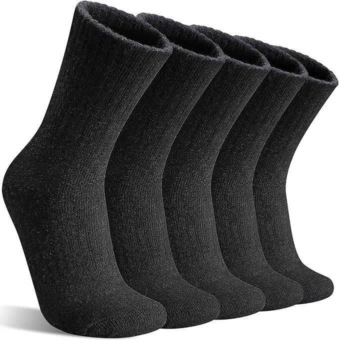 MOGGEI 5 Pairs Womens Merino Wool Socks Hiking Warm Winter Thick Thermal Crew Cozy Cabin Ladies G... | Amazon (US)