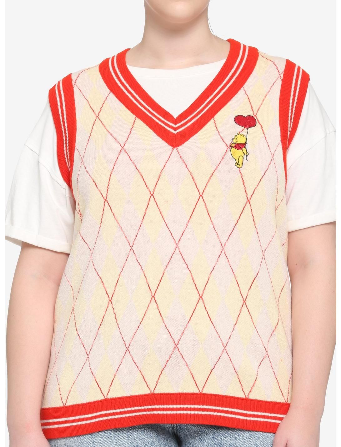 Her Universe Disney Winnie The Pooh Argyle Girls Sweater Vest Plus Size | Hot Topic