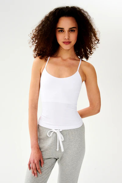 Loren Seamless Waist Length Tank - White | SPLITS59 | Splits59.com