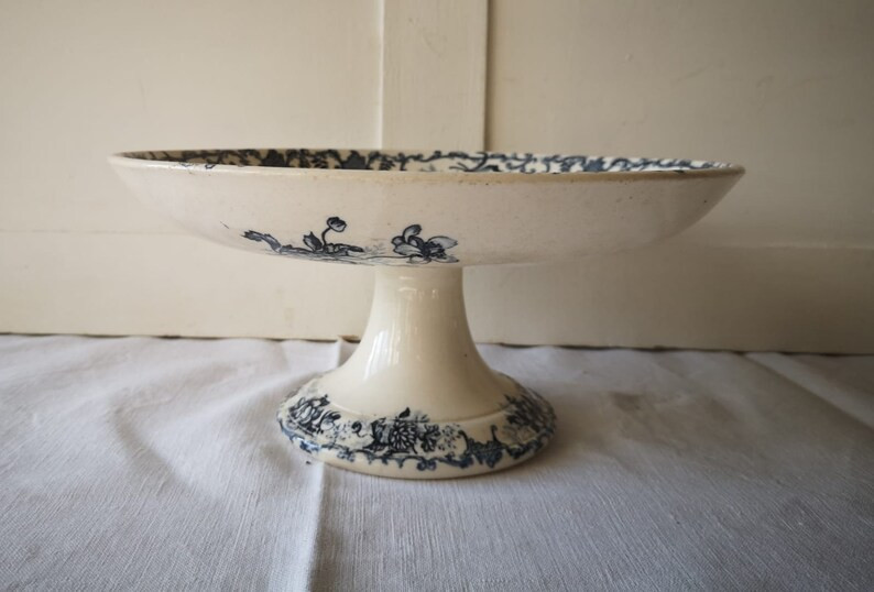 French Antique Ironstone Cake Stand, Made by 'Boulenger & Co Choisy Le Roi', Model 'Floréal', Bl... | Etsy (UK)