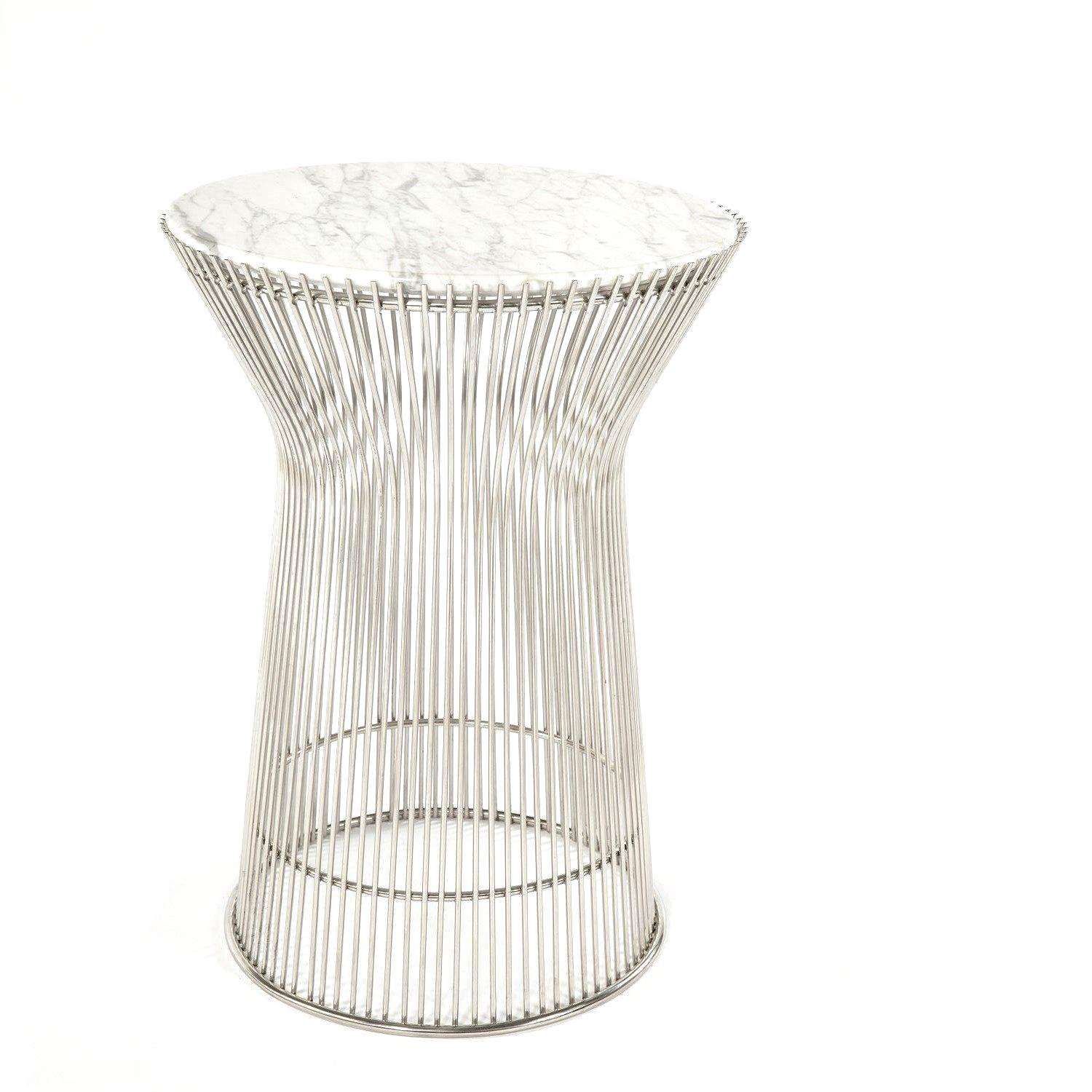 Carrara Marble Platner Side Table | France and Son