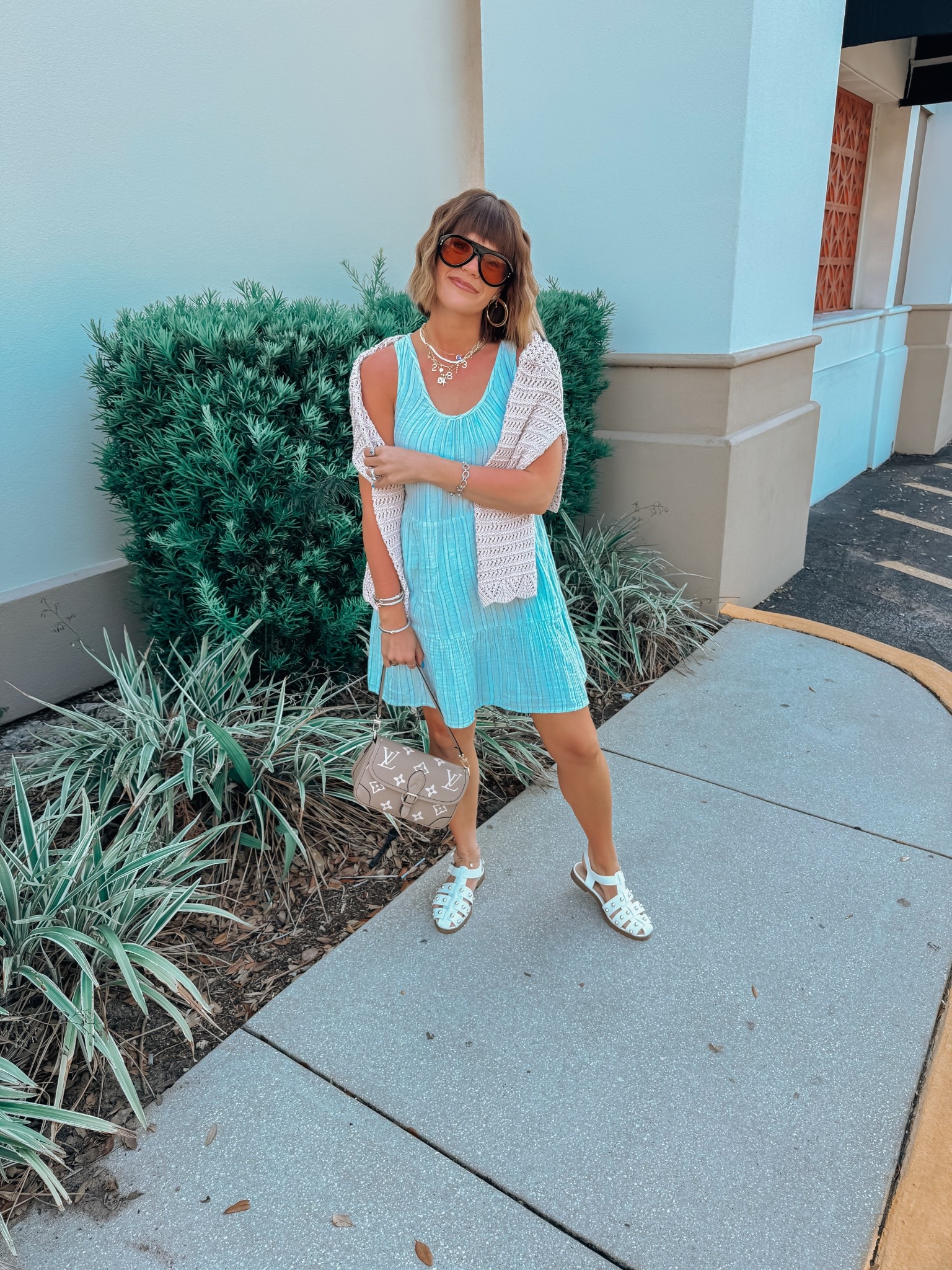 Shopping Outfit. Dress is on sale for $12 and comes in different colors and pattern. Super comfy/ cute! It would make a good swim cover up too! 

Dress/ xs tts in target dress 
Sweater/ s tts 
Sandals/ 8 tts 

#LTKSaleAlert #LTKTravel #LTKSwim