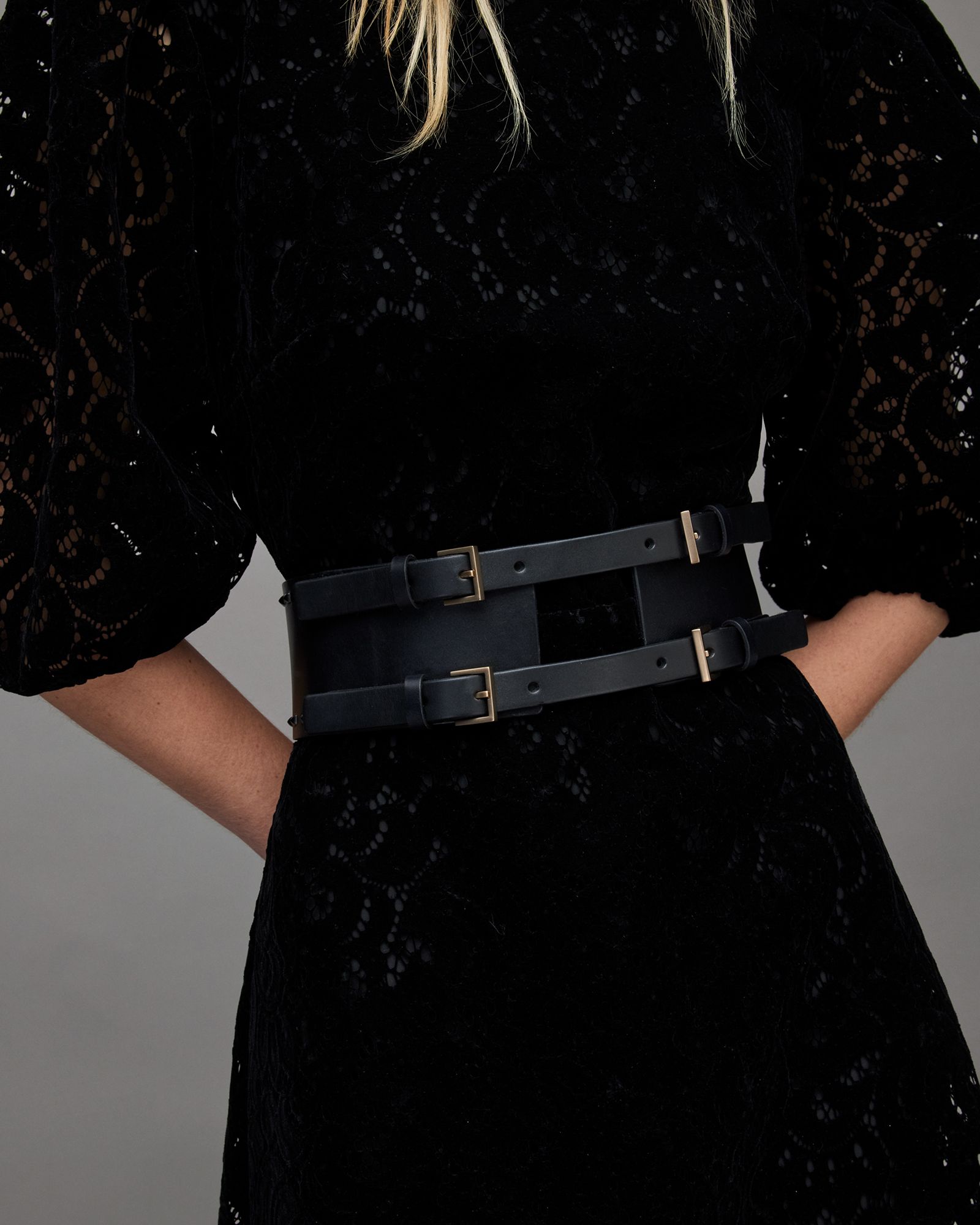 Maxie Studded Double Leather Belt | AllSaints US