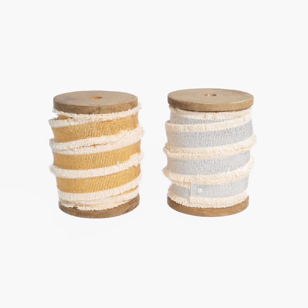 10 Yard Cotton Gift Ribbon with Metallic Thread | Stoffer Home