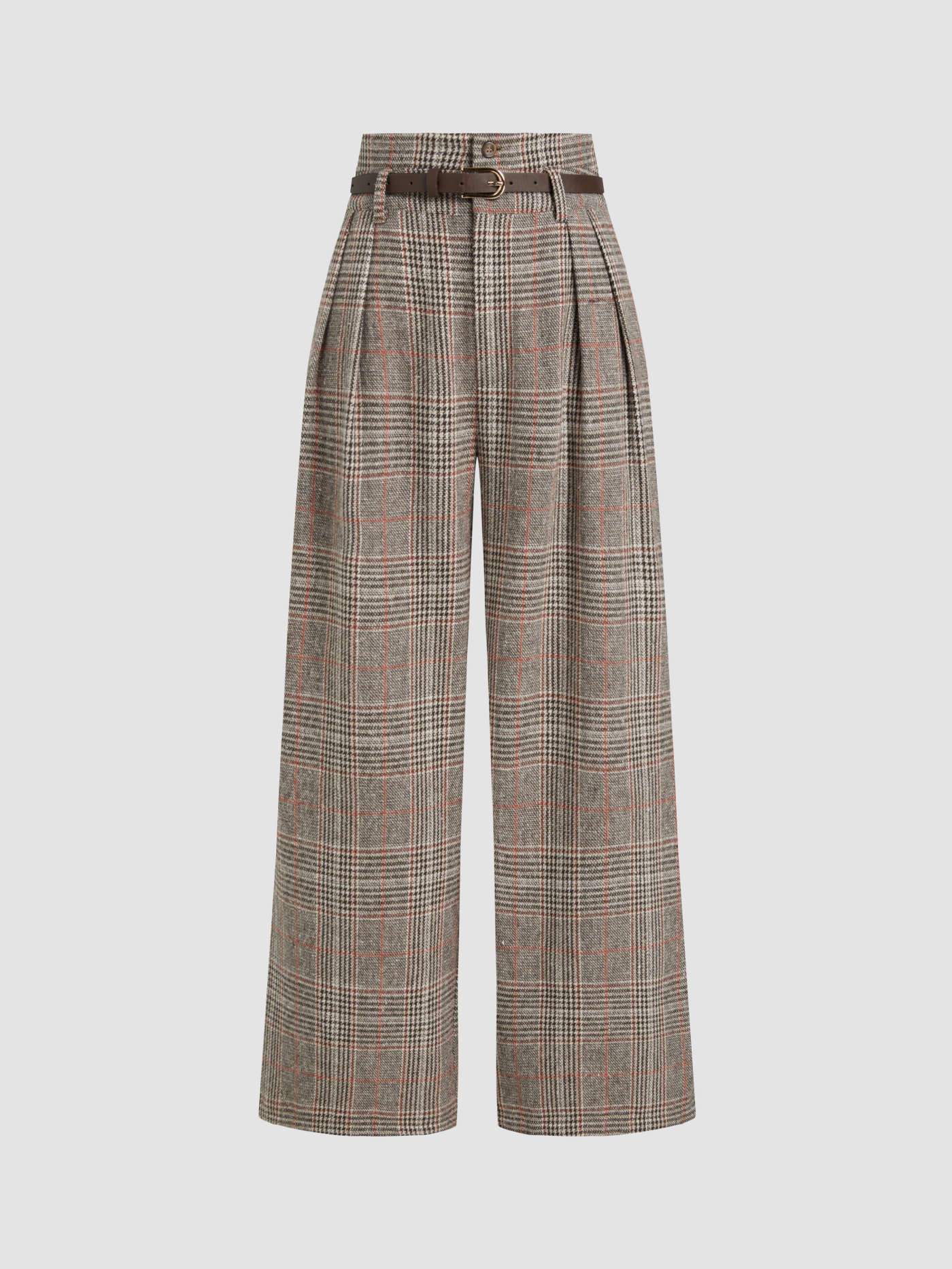 Pantalons larges taille haute pied-de-poule avec ceinture | Cider