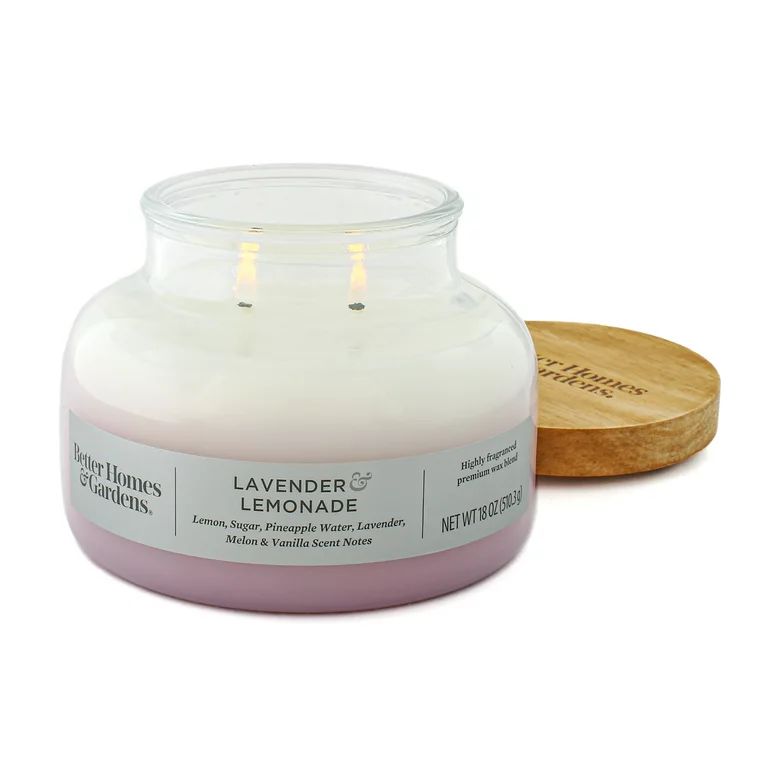Better Homes & Gardens 18oz Lavender & Lemonade Scented 2-Wick Ombre Bell Jar Candle | Walmart (US)