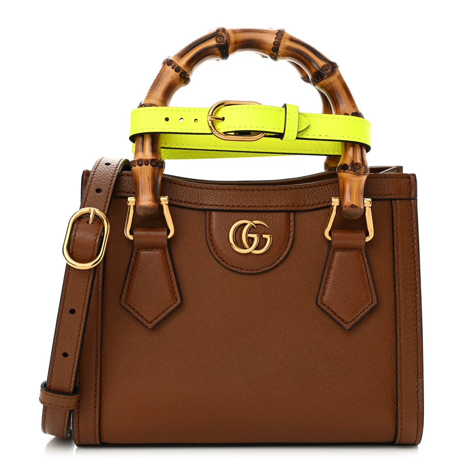 Wonka Grain Calfskin Mini Diana Tote Bag Cuir Yellow Fluo | FASHIONPHILE (US)