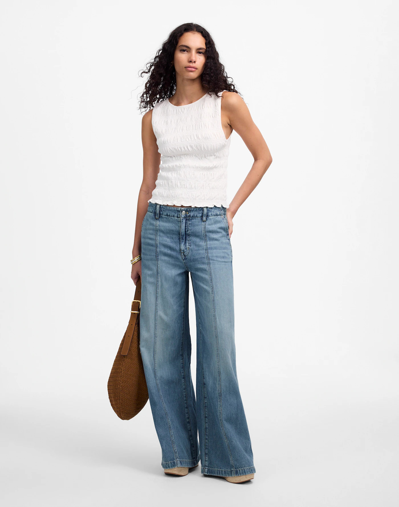 Petite Wide-Sweep Trousers: Airy Denim Edition | Madewell | Madewell