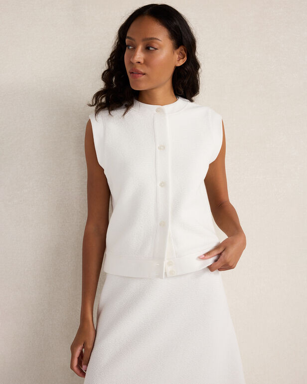 Cotton Blend Textured Short Sleeve Jacket | Haven Well Within