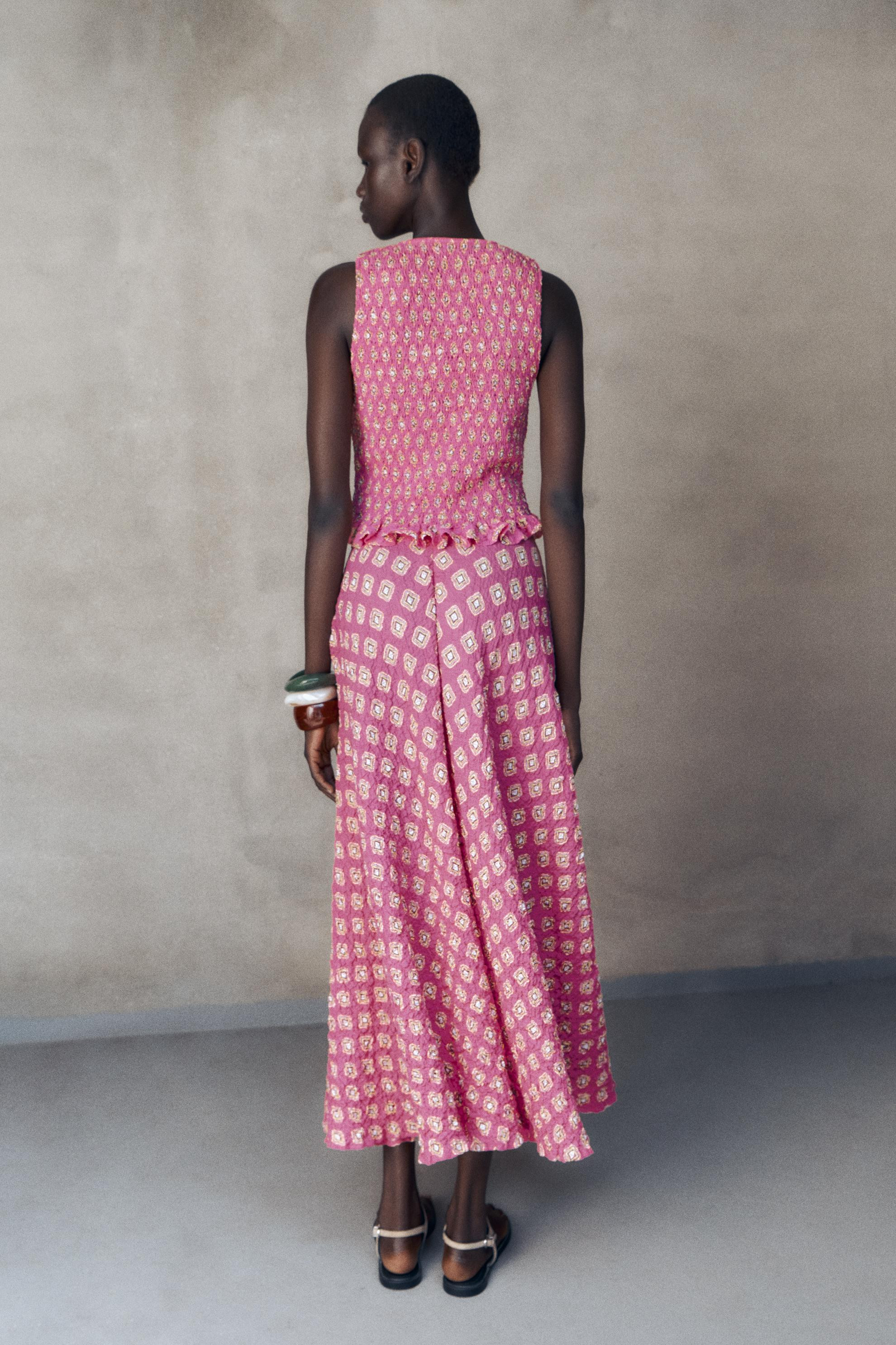 SMOCKED PRINT TOP | Zara US