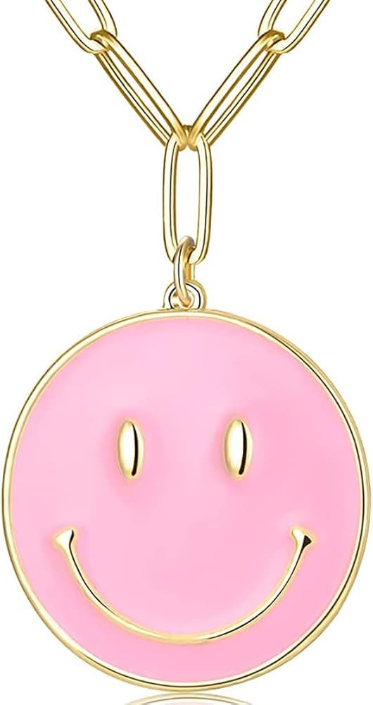 New Korbah Smiley Face Paperclip Necklaces, 18K Gold Plated Stainless Steel Emoji Chain Simple Cu... | Amazon (CA)